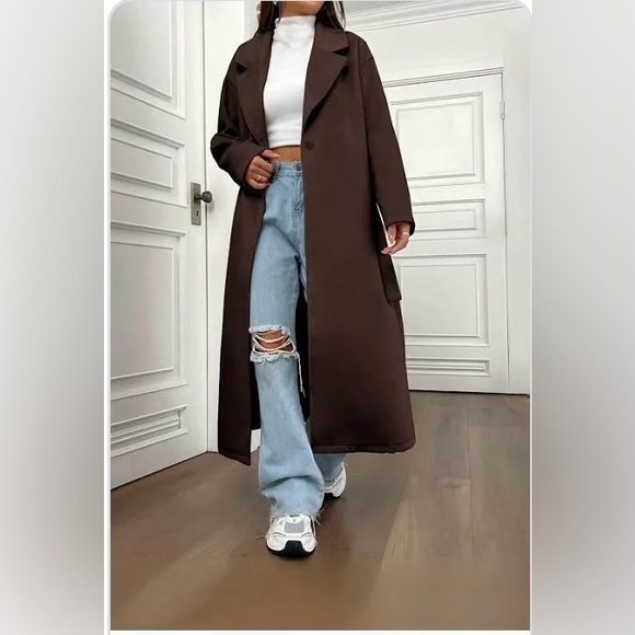 Vintage Donnybrook Brown Wool Double
Breasted Full Length Long Over Coat Sz 22W - Picture 1 of 9